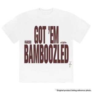 NWT Cactus Jack Travis Scott White
Got em
Bamboozled T Shirt Franchise Fits XL